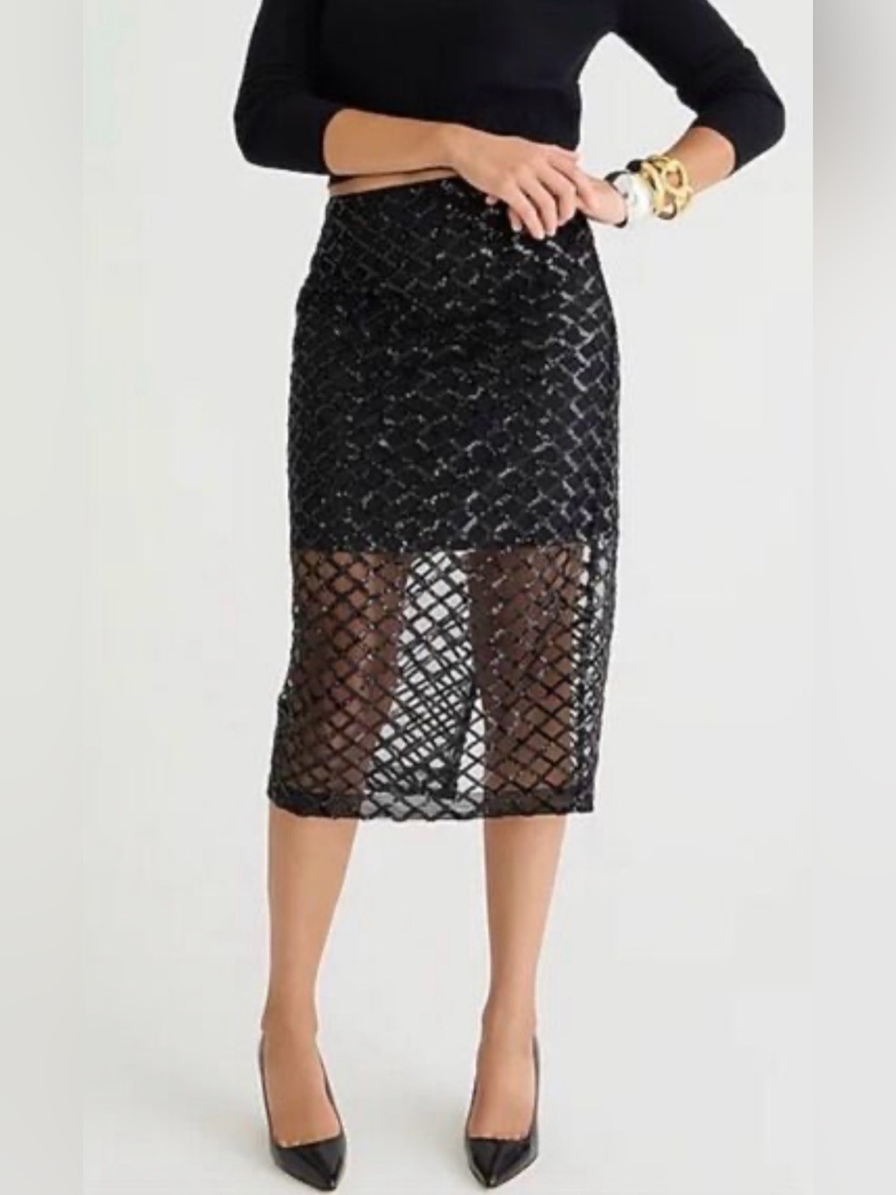 J.Crew Collection Lattice Sequin Midi Skirt Women’s 2